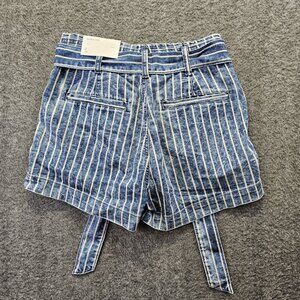 American Eagle Jean Shorts Womens 0 W25 Striped Tie Belt Shorts Highest Rise NWT